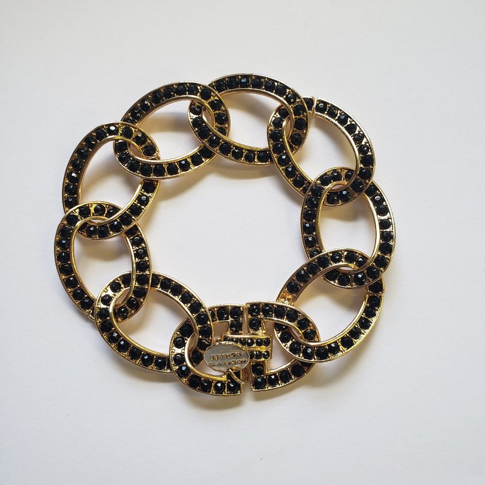 Marlyn Schiff Gold Black Crystal Link Bracelet